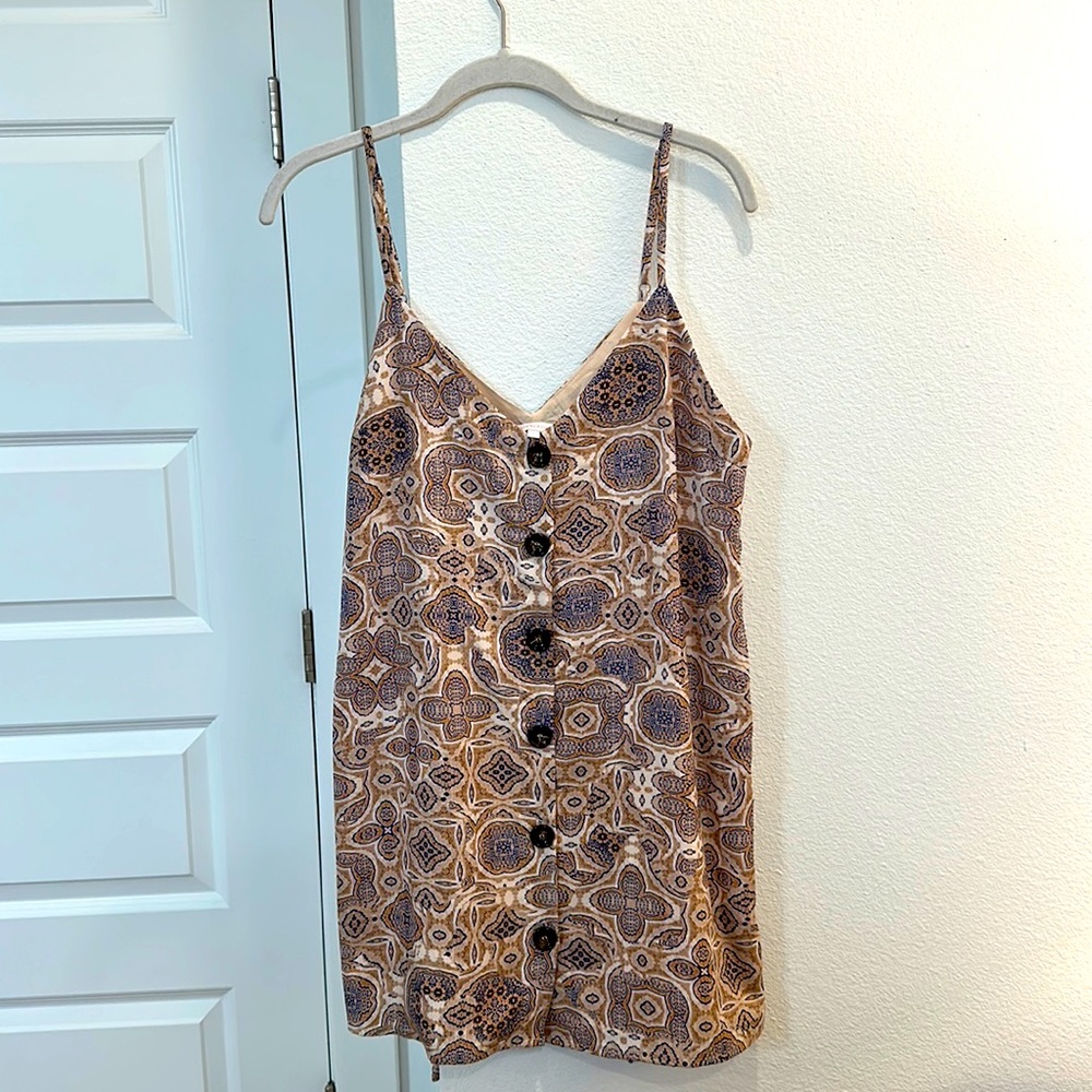 Olivacious Patterned Button Mini Dress